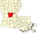 Map of Louisiana highlighting Rapides Parish